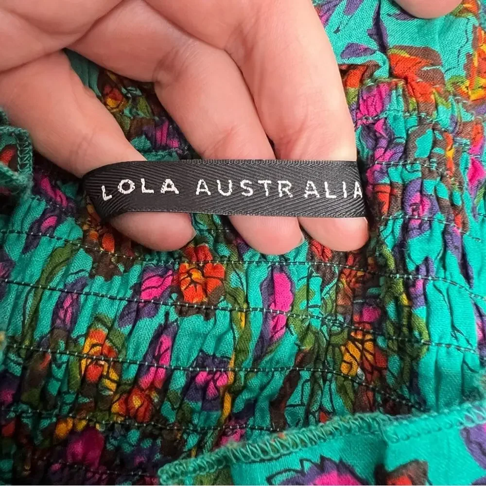 Lola Australia floral boho printed maxi skirt button front sz M